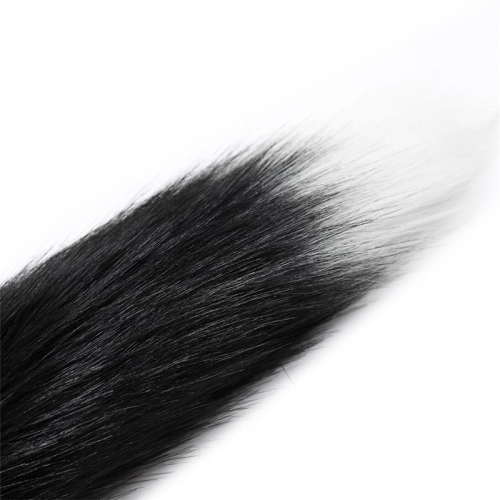 Анальная пробка с лисьим хвостом серого цвета с белым кончиком Intoyou Anal Plug Black White Foxy Tail - 3