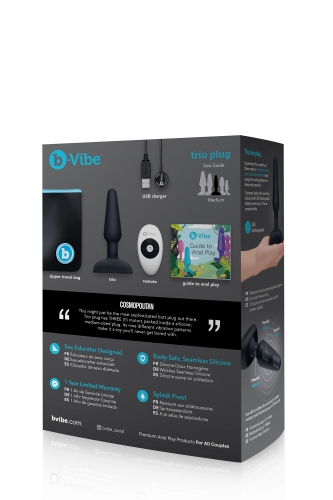 Анальна пробка для еротичних ігор із 3 моторами B-Vibe чорна - 10
