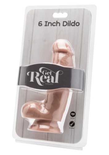 Реалистичный фаллоимитатор с мошонкой и присоской бежевый ToyJoy Get Real Dildo - 3