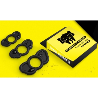 Набор силиконовых эрекционных колец черного цвета Boss of toys Elephant rings 3 штуки