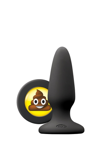 Анальний силіконовий затор чорного кольору із заглушкою смайликом NS Novelties Mojis sht medium - 1
