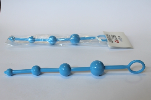 Анальная цепочка силиконовая ANAL STIMULATOR MINI синяя L 23 см D 3/2/1,5 см - 5