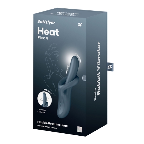 Вибратор вагинально клиторальный с ротацией и подогревом серого цвета Satisfyer Heat Flex 4 - 6