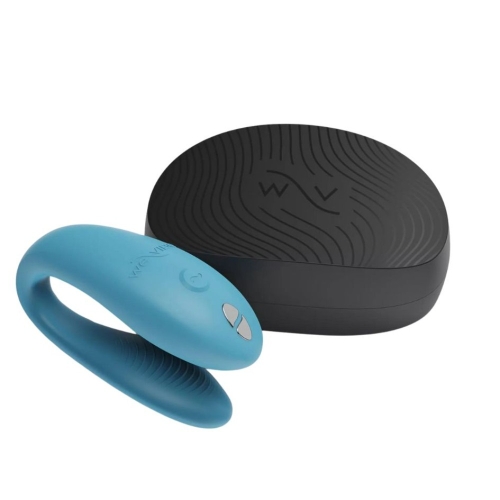 Смарт вибратор для пар силиконовый голубого цвета We Vibe Sync Go Light - 7