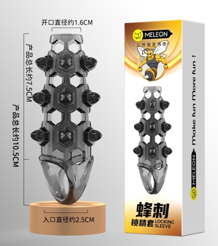 Стимулирующая насадка на член с пупырышками черная Meleon - Stinger Locking Sleeve - 13
