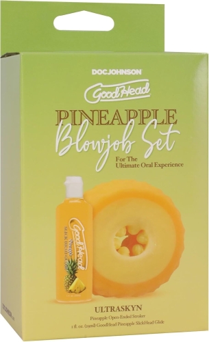 Набор для минета мастурбатор и оральный лубрикант со вкусом ананаса Doc Johnson GoodHead Pineapple Blowjob Set - 5