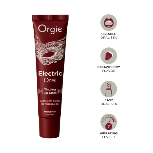 Віброблиск для губ з ефектом поколювання та смаком полуниці Orgie Electric Oral Lips Gloss Strawberry 10 мл - 2