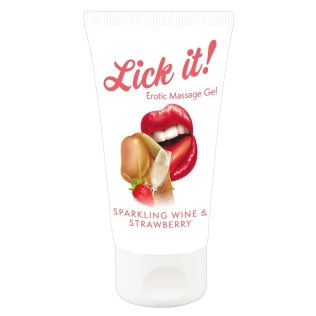 Веганский массажный гель с ароматом и вкусом шампанского с клубникой Lick-it Sparkling 50 мл