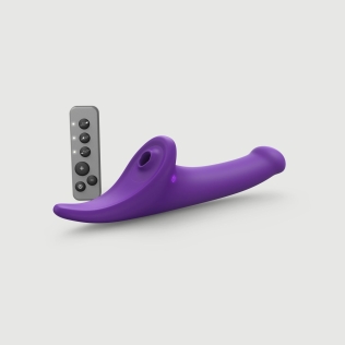 Вибронасадка для страпона с вакуумной стимуляцией фиолетовая Strap-On-Me Multi Orgasm Dildo размер M