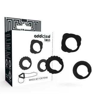 Набор эрекционных колец на член силиконовых черного цвета Addicted Toys C-Ring Set For Penis