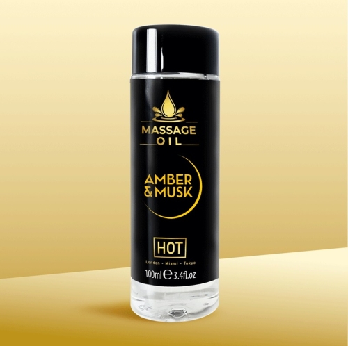 Масажна олія з ароматом бурштинового мускусу HOT Massage Oil Amber Musk 100 мл - 3