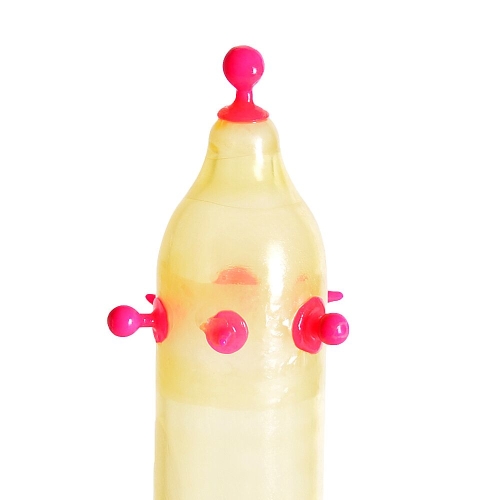 Презерватив жовтий з кульками та вусиками Recare Monster Spike Condom - 2