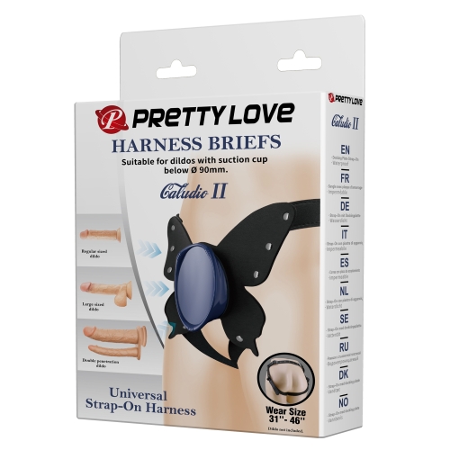 Трусики для страпона в виде бабочки черно синие Lybaile Pretty Love Caldric II Universal Harness Briefs - 6
