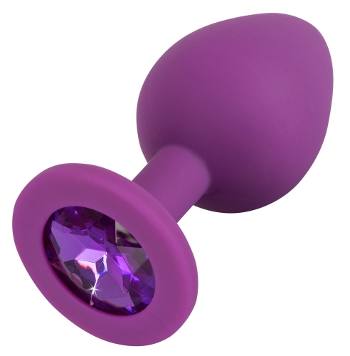 Анальная пробка силиконовая с камушком фиолетового цвета You2Toys размер Medium - 6