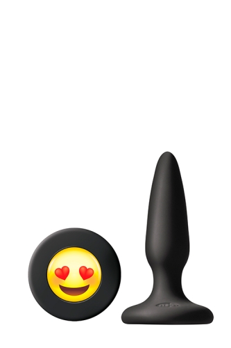 Анальний силіконовий затор чорного кольору із заглушкою смайликом NS Novelties Mojis ily - 1