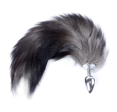 Анальна пробка S сріблястого кольору з хвостом Boss Fox TAIL - 3