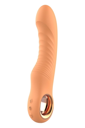 Вибратор ребристый вагинальный и для точки G оранжевого цвета Dream Toys Glam Flexible - 1