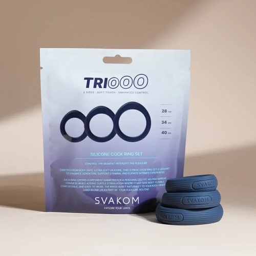 Набір ерекційних каблучок на член силіконові сині Svakom Triooo 3 штуки - 14