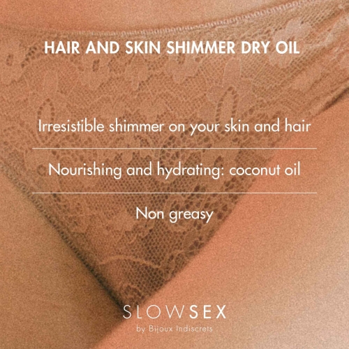 Масло-шиммер для волос и тела Bijoux Indiscrets SLOW SEX Hair and skin shimmer dry oil 30 мл - 4