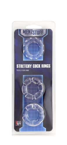 Набір ерекційних кілець для чоловіків білі MENZSTUFF STRETCHY cock RINGS - 2