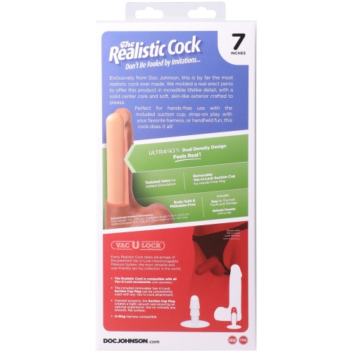 Фаллоимитатор реалистичный на съемной присоске телесный Doc Johnson The Realistic Cock ULTRASKYN - 7 Inch with Balls Vanilla - 11