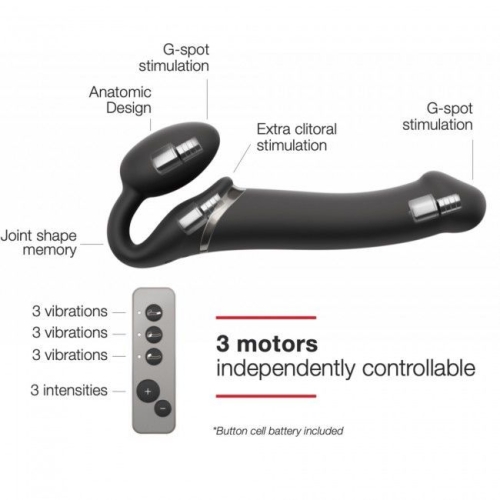 Безремневой страпон Strap-On-Me VIBRATING Black M черный - 5