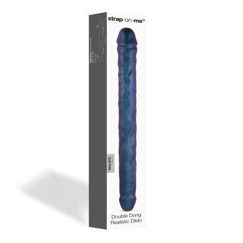 Двосторонній фалоімітатор реалістичний синього кольору Strap-On-Me Double dong realistic dildo - 3