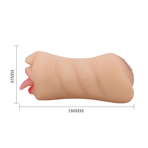 Мастурбатор c двумя входами Ротик и вагина телесного цвета LyBaile Crazy Bull Sarah soft skin - 12