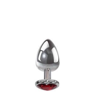Анальная пробка серебристого цвета с красным камушком в форме сердца Adam &amp;amp; Eve Anal plug small