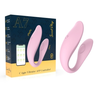 Смарт вибратор для пар розового цвета Erospace Sweet Play C-Type Vibrator App Control модель A7