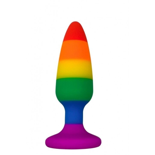 Анальная пробка радужного цвета Wooomy Hiperloo Silicone Rainbow Plug размер M - 1
