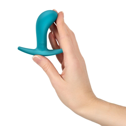Анальна пробка з тонким бірюзовим обмежувачем Fun Factory BOOTIE розмір S - 2