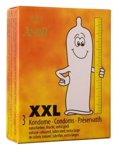 Презервативы увеличенного размера из натурального латексного материала высокого качества Amor XXL 3 штуки - 1