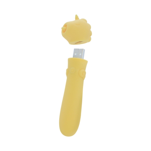 Віброкулька одноріжка для клітора жовтого кольору Unihorn USB Bullet Bean Blossom - 2