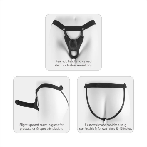 Страпон мужской полый реалистичный силиконовый черного цвета Vscnovelty Soulmate Unisex - 2