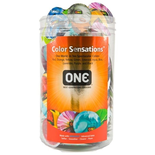 Презерватив из натурального латекса разных цветов ONE Color Sensations 100 штук - 1