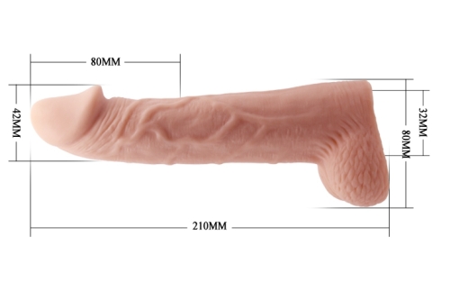 Подовжуюча реалістична насадка на пеніс тілесного кольору BAILE SEX TOYS BIG MAN - 10