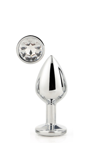 Анальная пробка серебристая с бесцветным камнем 8,3 х 3,4 см Dream Toys Gleming Love - 1