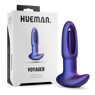 Анальная вибропробка силикон фиолетового цвета Hueman Voyager Vibrating Butt Plug Tapping