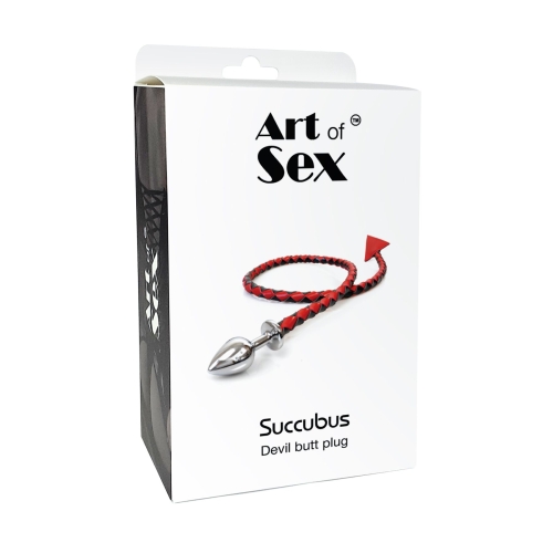 Металевий анальний затор із диявольським хвостом чорного кольору Art of Sex довжина L - 5