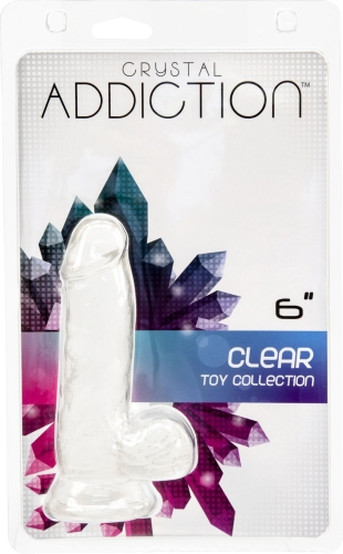 Реалистичный фаллоимитатор с мошонкой и присоской прозрачный ADDICTION Crystal - 4