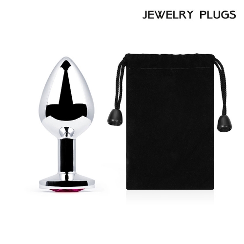 Срібна анальна пробка з металу Anal Jewelry Plug з рубіновим кристалом L 82 мм d 34 мм Вага 90г - 4