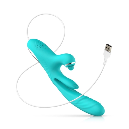 Вібратор кролик для точки G та клітора зелений Good Vibes Only Lisa Thrusting Rabbit Vibrator with G-Spot - 6