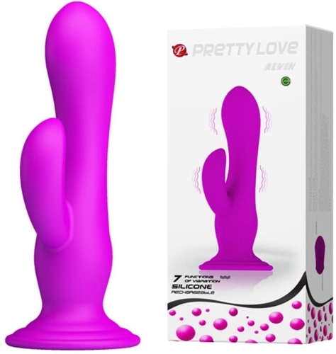 Силиконовый вибратор кролик на присоске фиолетовый Pretty Love Alvin - 1
