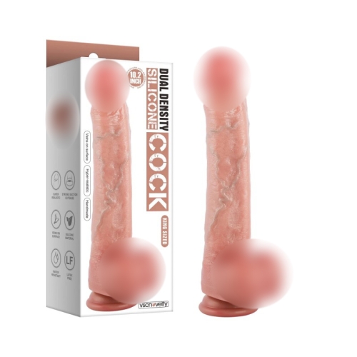 Фалоімітатор реалістичний на присосці силіконовий тілесний Vscnovelty 10.2” Dual-Layered Nature-Feel Silicone - 1