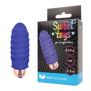 Міні вібратор силіконовий для клітора SWEET TOYS Синій L 5,3 см d 2,4 см зі знімною вібропулею