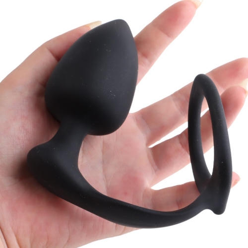 Масажер простати з ерекційним кільцем чорного кольору Uabdsm Ring + Prostates Massager - 2