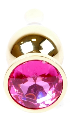 Анальна пробка золотистого кольору та малиновий кристал BOSS of TOYS Jewellery BUTT plug - 2