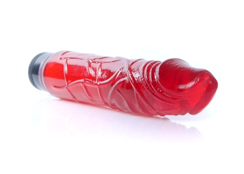 Вібратор вагінальний реалістичний гелевий червоного кольору Boss Series Juicy Jelly - 5