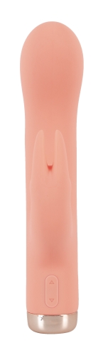 Вібратор для точки G та з відростком для клітора персикового кольору Soft Silicone Mini Rabbit Vibrator - 9